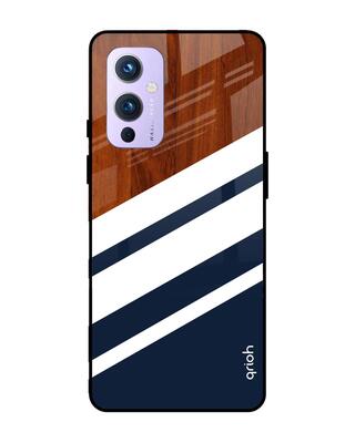 Shop Qrioh OnePlus 9 Bold Stripes Glass Case-Front