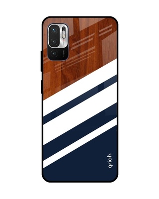 Shop Qrioh Bold Stripes Glass case for Redmi Note 10T 5G-Front
