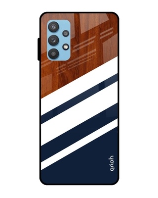 Shop Qrioh Bold Stripes Glass case for Samsung Galaxy A32-Front