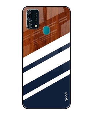 Shop Qrioh Bold Stripes Glass case for Samsung Galaxy F41-Front