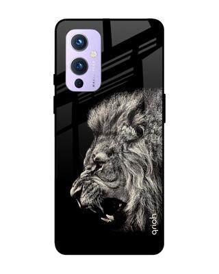 Shop Qrioh OnePlus 9 Brave Lion Glass Case-Front