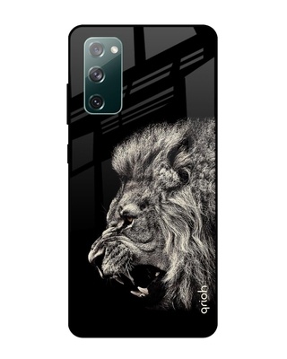Shop Black Brave Lion Samsung Galaxy S20 Fe Premium Glass Case (Gorilla Glass & Shockproof Silicone)-Front