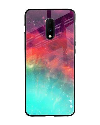 Shop Qrioh OnePlus 7 Colorful Aura Glass Case-Front
