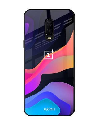 Shop Qrioh OnePlus 6T Colorful Fluid Glass Case-Front