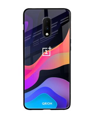 Shop Qrioh OnePlus 7 Colorful Fluid Glass Case-Front