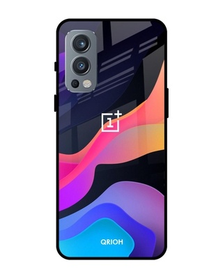Shop Colorful Fluid Oneplus Nord 2 Premium Glass Case (Gorilla Glass & Shockproof Anti-Slip Silicone)-Front