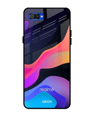 Shop Qrioh Colorful Fluid Glass Case for Realme C2-Front