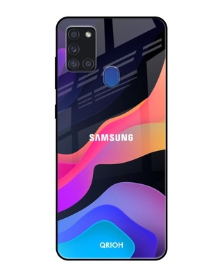 Shop Qrioh Colorful Fluid Glass Case for Samsung Galaxy A21s-Front