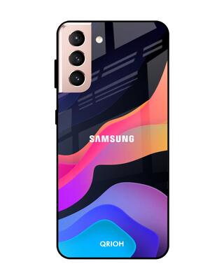 Shop Qrioh Samsung Galaxy S21 Colorful Fluid Glass Case-Front
