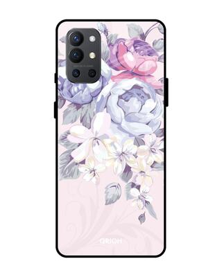Shop Qrioh OnePlus 9R Elegant Floral Glass Case-Front
