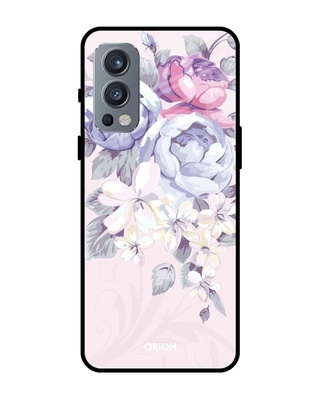 Shop Qrioh Elegant Floral Glass case for OnePlus Nord 2-Front