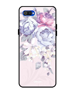 Shop Qrioh Elegant Floral Glass case for Realme C2-Front