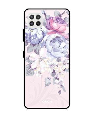 Shop Qrioh Elegant Floral Glass case for Samsung Galaxy A22-Front
