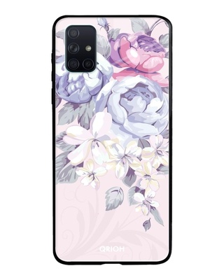Shop Qrioh Elegant Floral Glass case for Samsung Galaxy A71-Front