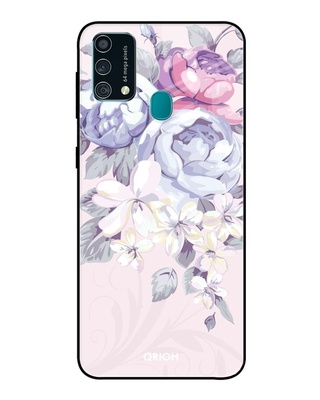 Shop Qrioh Elegant Floral Glass case for Samsung Galaxy F41-Front