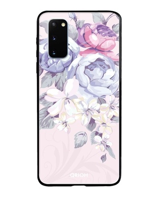 Shop Qrioh Elegant Floral Glass case for Samsung Galaxy S20-Front