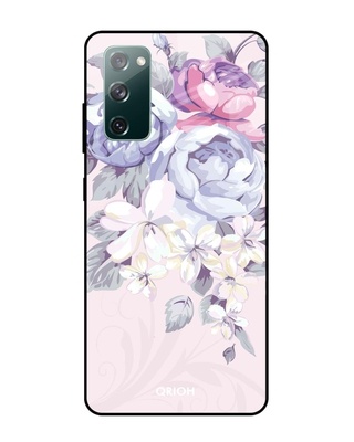 Shop Qrioh Elegant Floral Glass case for Samsung Galaxy S20 FE-Front