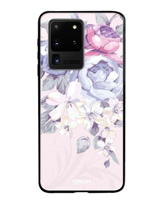 Shop Qrioh Elegant Floral Glass case for Samsung Galaxy S20 Ultra-Front