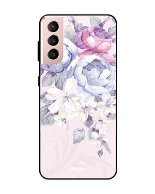 Shop Qrioh Elegant Floral Glass case for Samsung Galaxy S21 Plus-Front