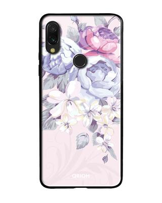 Shop Qrioh Xiaomi Redmi Note 7 Pro Elegant Floral Glass Case-Front