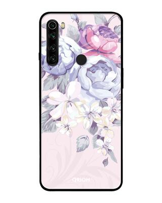 Shop Qrioh Xiaomi Redmi Note 8 Elegant Floral Glass case-Front