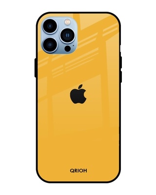 Shop Qrioh Fluorescent Yellow Glass case for iPhone 13 Pro-Front