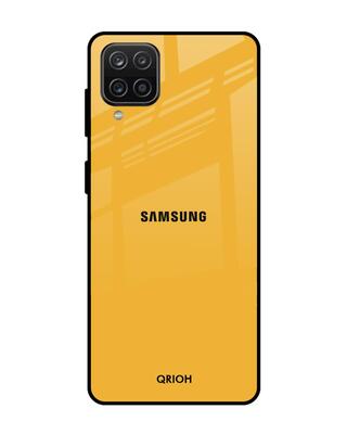 Shop Qrioh Fluorescent Yellow Glass case for Samsung Galaxy A12-Front