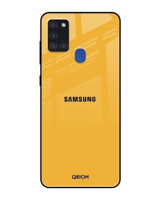 Shop Qrioh Fluorescent Yellow Glass case for Samsung Galaxy A21s-Front