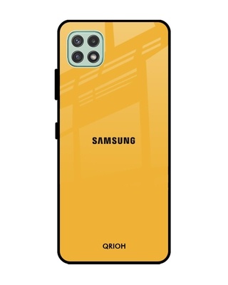 Shop Qrioh Fluorescent Yellow Glass case for Samsung Galaxy A22 5G-Front