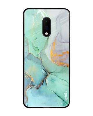 Shop Qrioh OnePlus 7 Green Marble Glass Case-Front