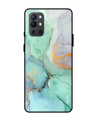 Shop Qrioh OnePlus 9R Green Marble Glass Case-Front