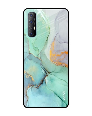 Shop Qrioh Green Marble Glass case for Oppo Reno 3 Pro-Front