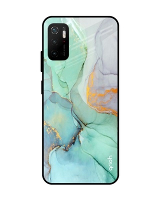 Shop Qrioh Green Marble Glass case for Poco M3 Pro-Front