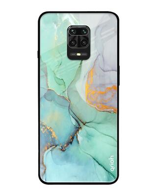 Shop Qrioh Green Marble Glass Case for Redmi Note 9 Pro-Front