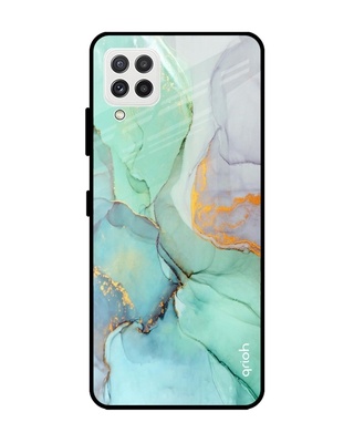 Shop Qrioh Green Marble Glass case for Samsung Galaxy A22-Front