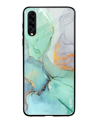 Shop Qrioh Green Marble Glass case for Samsung Galaxy A50s-Front