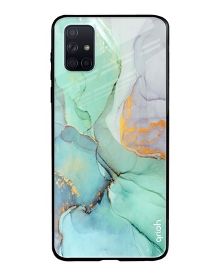 Shop Qrioh Green Marble Glass case for Samsung Galaxy A71-Front