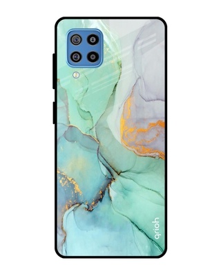 Shop Qrioh Green Marble Glass case for Samsung Galaxy F22-Front
