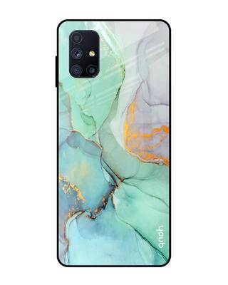 Shop Qrioh Samsung Galaxy M51 Green Marble Glass Case-Front