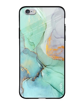 Shop Green Marble Printed Premium Glass Case for Apple iPhone 6 (Shock Proof, Scratch Resistant)-Front