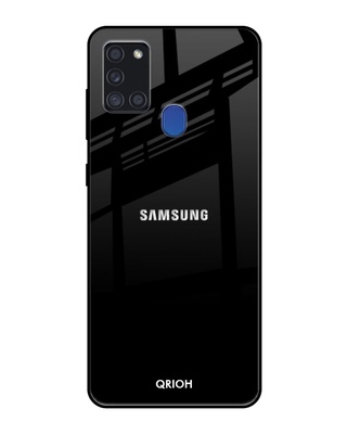 Shop Qrioh Jet Black Glass Case for Samsung Galaxy A21s-Front