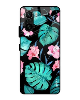 Shop Qrioh Tropical Leaves & Pink Flowers Glass Case for Mi 11X-Front