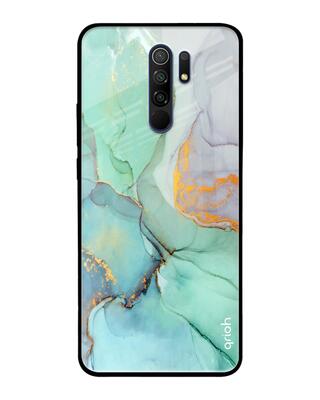 Shop Qrioh Green Marble Glass Case for Poco M2-Front