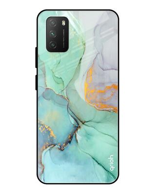 Shop Qrioh Green Marble Glass Case for Poco M3-Front