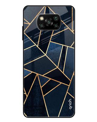 Shop Qrioh Abstract Tiles Glass Case for Poco X3-Front