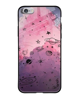 Shop Space Doodles Printed Premium Glass Case for Apple iPhone 6 (Shock Proof, Scratch Resistant)-Front