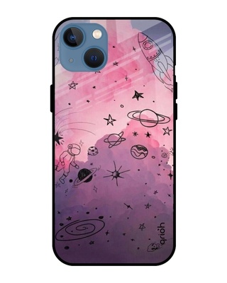 Shop Qrioh Space Doodles Glass Case for iPhone 13 mini-Front