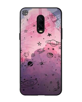 Shop Qrioh OnePlus 6T Space Doodles Glass Case-Front