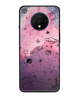 Shop Qrioh Space Doodles Glass Case for OnePlus 7T-Front