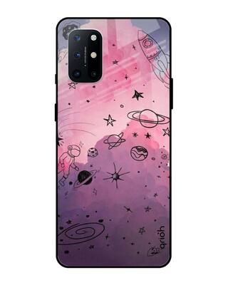 Shop Qrioh Space Doodles Glass Case for OnePlus 8T-Front